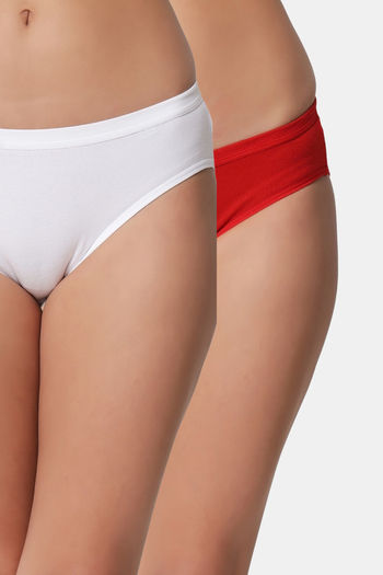 Buy Bleeding Heart Medium Rise Full Coverage Bikini Panty (Pack of 2) - Multicolor